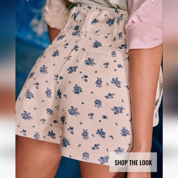 Sezane Deia 100% Organic Cotton High Waisted Floral Short - Picture 5 of 6